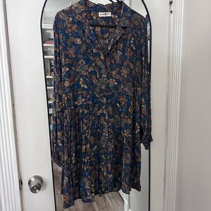 Natural Life Paisley Floral Dress - Blue and Brown